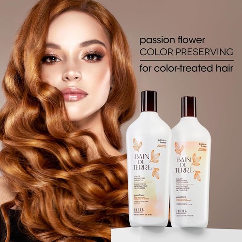 Bain de Terre Passion Flower Shampoo - Color Preserving Formula with Argan & Monoi Oils | Paraben-Free, Vegan