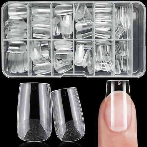 Lifextol 240pc Square Gel Nail Tips Short Fake Nails for Press on Nails Clear Acrylic Nails Tips, 12 Sizes Full Cover Nail tips Square Soft Gel Nail Tips False Nails Extension Artificial Fingernail