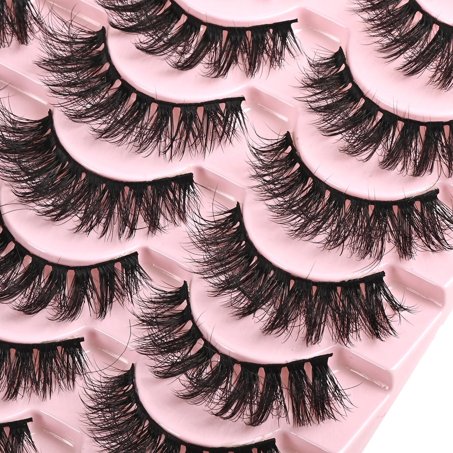 FARRED Wispy Lashes Hybrid Mink Eyelashes 14 Pairs Short Cat Eye Natural Fluffy False Eyelashes Faux Mink Strip Eye Lashes Pack for Daily Makeup (F18 | 8-14 mm)