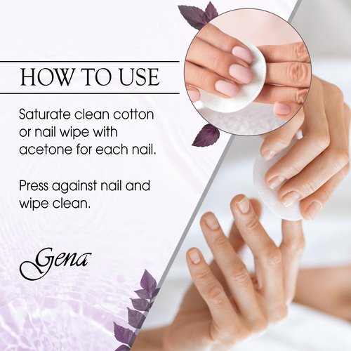Gena Adios Pure Acetone Nail Polish Remover - Professional Strength for Acrylic, Gel & Dip Powder, Fast & Quick Gel Nail Polish Remover, 16 fl oz