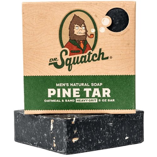 Dr. Squatch Pine Tar Bar Soap for Men - All-Natural Formula with Heavy Grit for Deep Cleansing