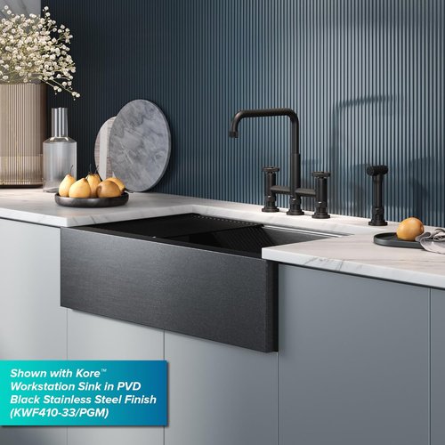 KRAUS Urbix Industrial Kitchen Faucet - Brushed Gold Finish with Side Sprayer | KPF-3125BG