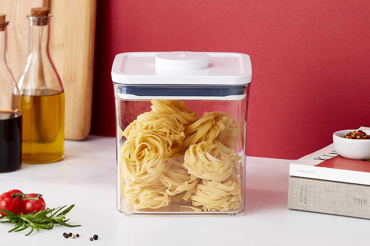 OXO Good Grips POP Container - Airtight Food Storage - Small Square Tall 2.3 Qt Ideal for spaghetti, linguini and lasagna