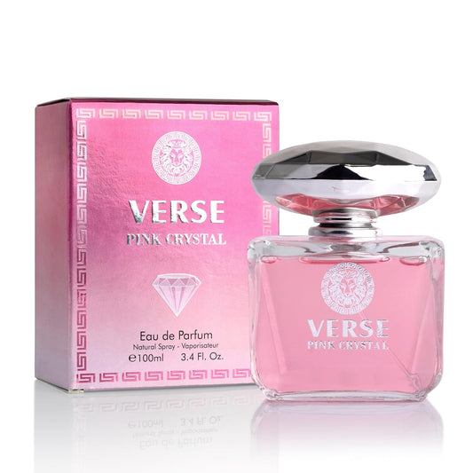 Verse Pink Crystal Eau De Parfum for Women - Floral & Fruity Scent with Pomegranate & Peony - Elegant 100ml Bottle