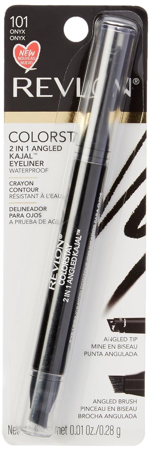 Revlon ColorStay 2-in-1 Pencil Eyeliner - Waterproof Longwearing with Smudge Brush | 101 Onyx, 0.01 Oz