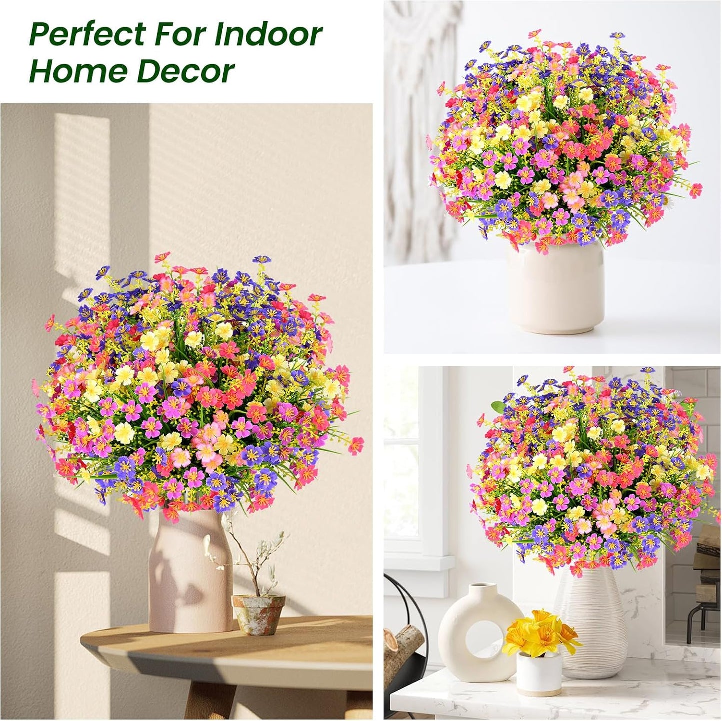 Trytuny 10 PCS UV Resistant Artificial Flowers | Faux Plants for Outdoor Home Garden Decor