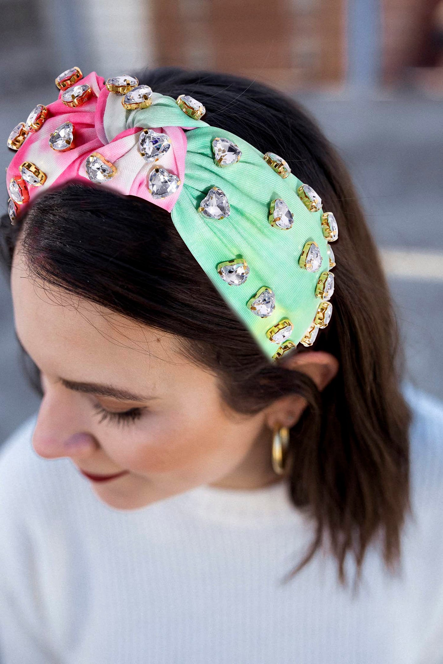 Crystal Velvet Headband Cross Knotted Turban Headdress Colorful rhinestone Statement Wide Hair Band Hoop Accessories For Women Girls (Colorful B)