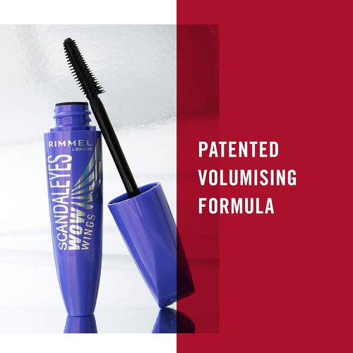 Rimmel Wow Wings Mascara - Long-Wearing, Volumizing & Smudge-Proof | 003 Extreme Black, 0.4oz