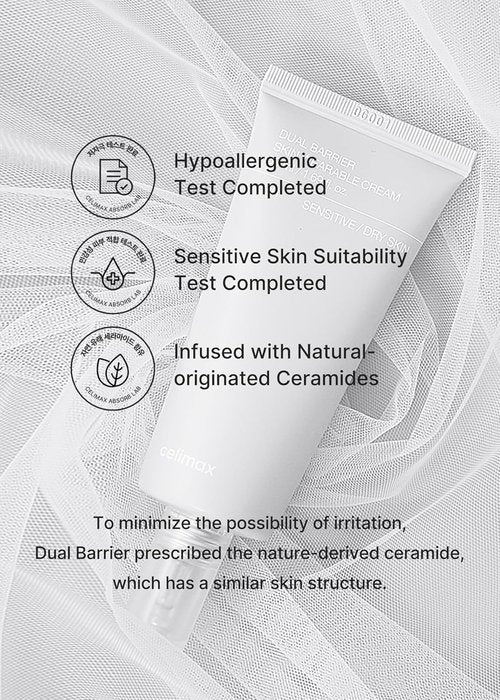 Celimax Dual Barrier Skin Wearable Cream - Long-Lasting Face Moisturizer with Ceramides & Hyaluronic Acid | 50ml