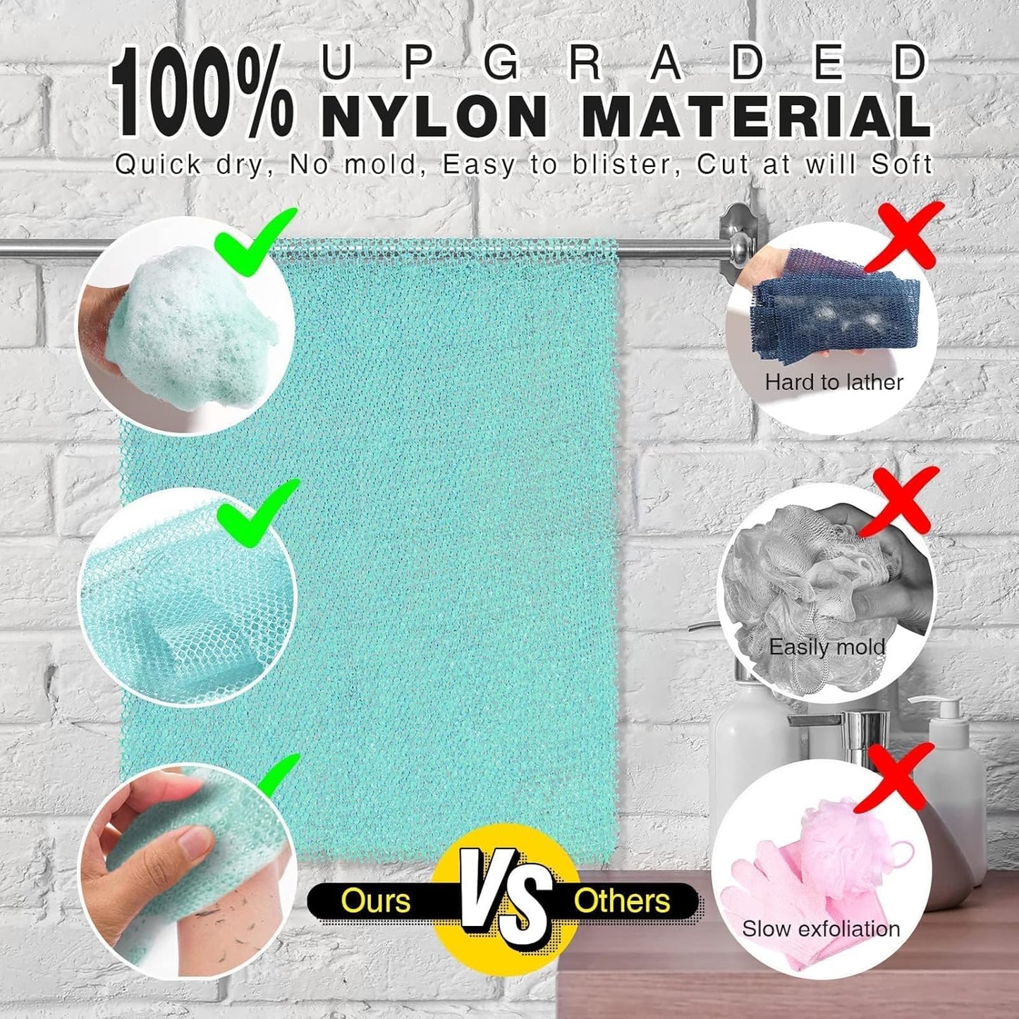 UJFQBH African Bath Sponge - Exfoliating Net Shower Scrubber for Smooth Skin | Green Color