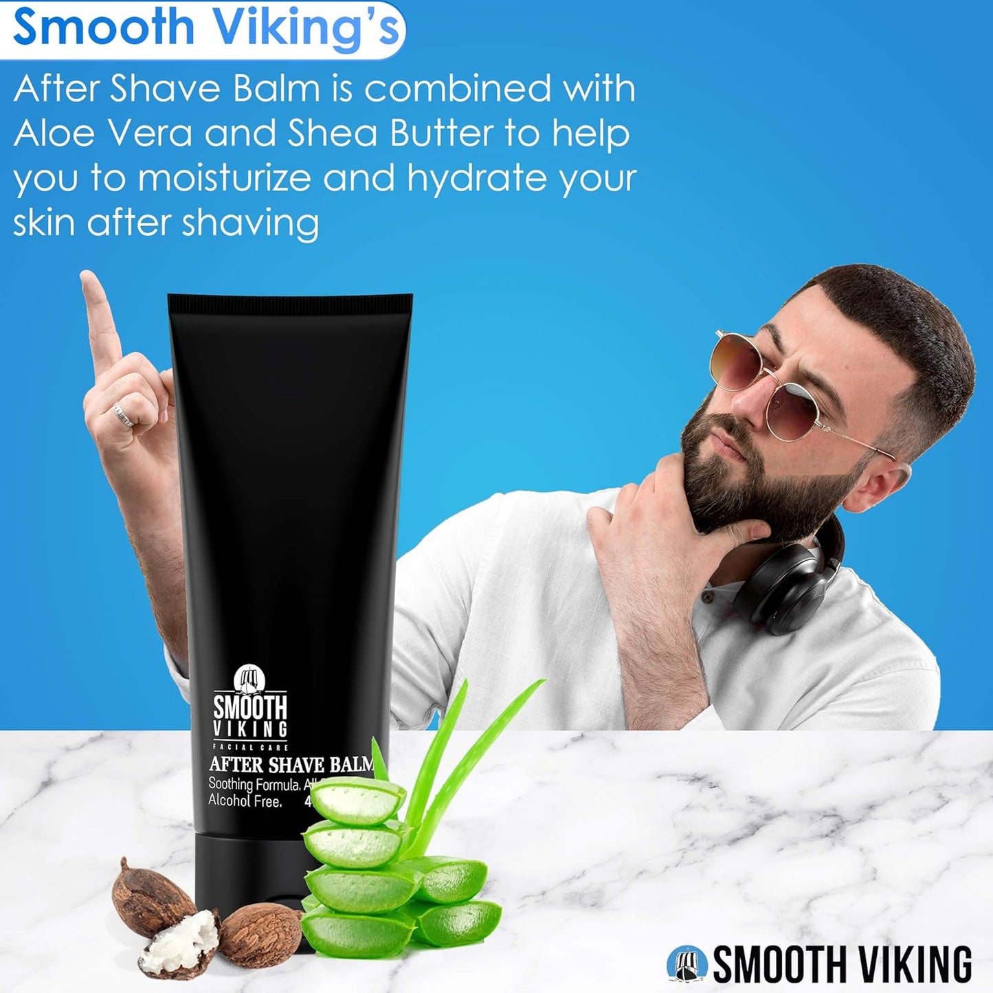 Smooth Viking After Shave Balm - Alcohol-Free Soothing Moisturizer with Spiced Black Pepper Scent | 4 Oz