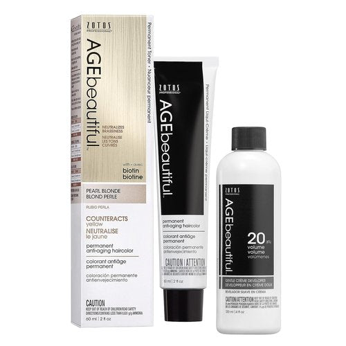 AGE Beautiful Permanent Hair Color Dye Set - 100% Gray Coverage & Anti-Aging Formula | Biotin for Thicker, Healthier Hair