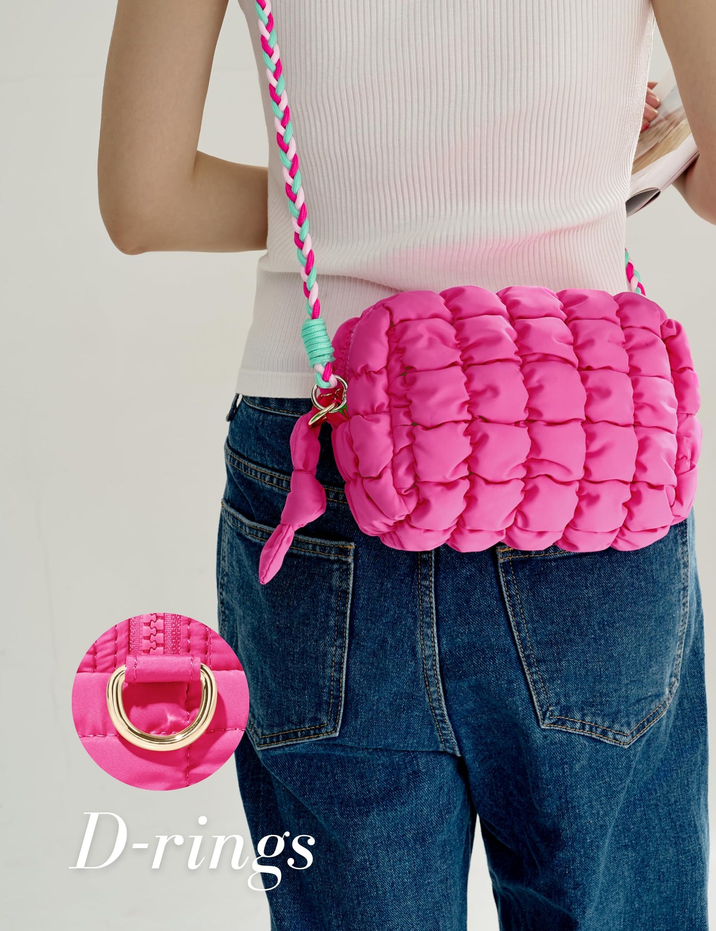 Yarnic Quilted Makeup Bag Cosmetic Bag, Travel Toiletry Bag for Women, Cute Makeup Bag Organizer Puffer Makeup Pouch (M, Sage Green)