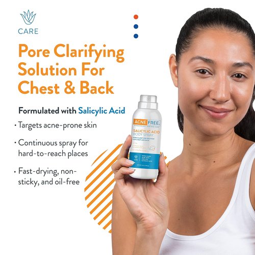 Acne Free Salicylic Acid Body Spray - Exfoliate & Unclog Pores | 5 Ounce (Pack of 3)
