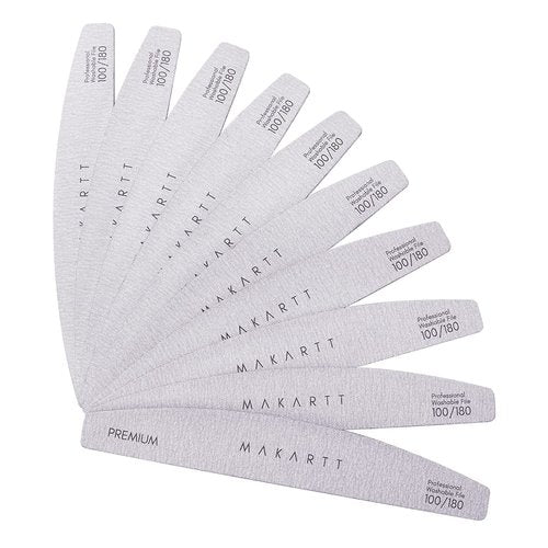 Makartt Nail File - Professional 100/180 Grit Emery Boards | 10 Pcs Zebra Double-Sided Coarse Fingernail Files for Acrylic & Gel Removal