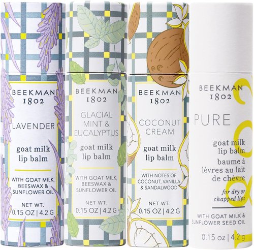 Beekman 1802 Goat Milk Lip Balm - Moisturizing Formula for Dry, Chapped Lips - 0.15 oz (Pack of 4)