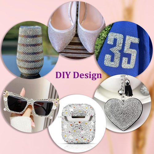 25000Pcs Resin Rhinestones for Crafting, Clear 2-6mm Mixed Sizes Non Hotfix Flatback Gems with 1Pcs Glue, Bedazzling Crystal for DIY Craft Clothing Mugs Tumblers Shoes Fabric Decor Nail Art