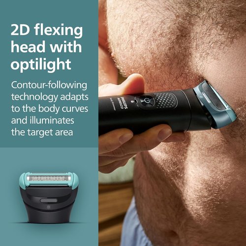 Philips Norelco Body Groomer 9000 Series - 100% Showerproof Men's Hair Trimmer & Intimate Shaver with UV Cube Cleaner & Adjustable Back Attachment