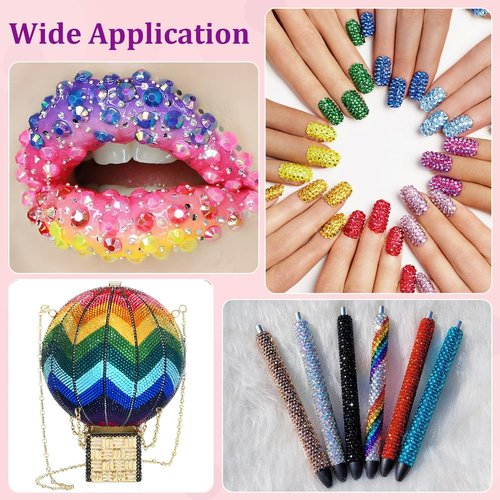 2 Boxes Resin Rhinestones with Tweezers for Crafting, 16000Pcs Mixed-Color 4mm&5mm Bedazzling Crystal with 3Pcs 10ml B7000 Jewelry Glue for DIY Crafts Clothing Tumblers Shoes Fabric Nail Art