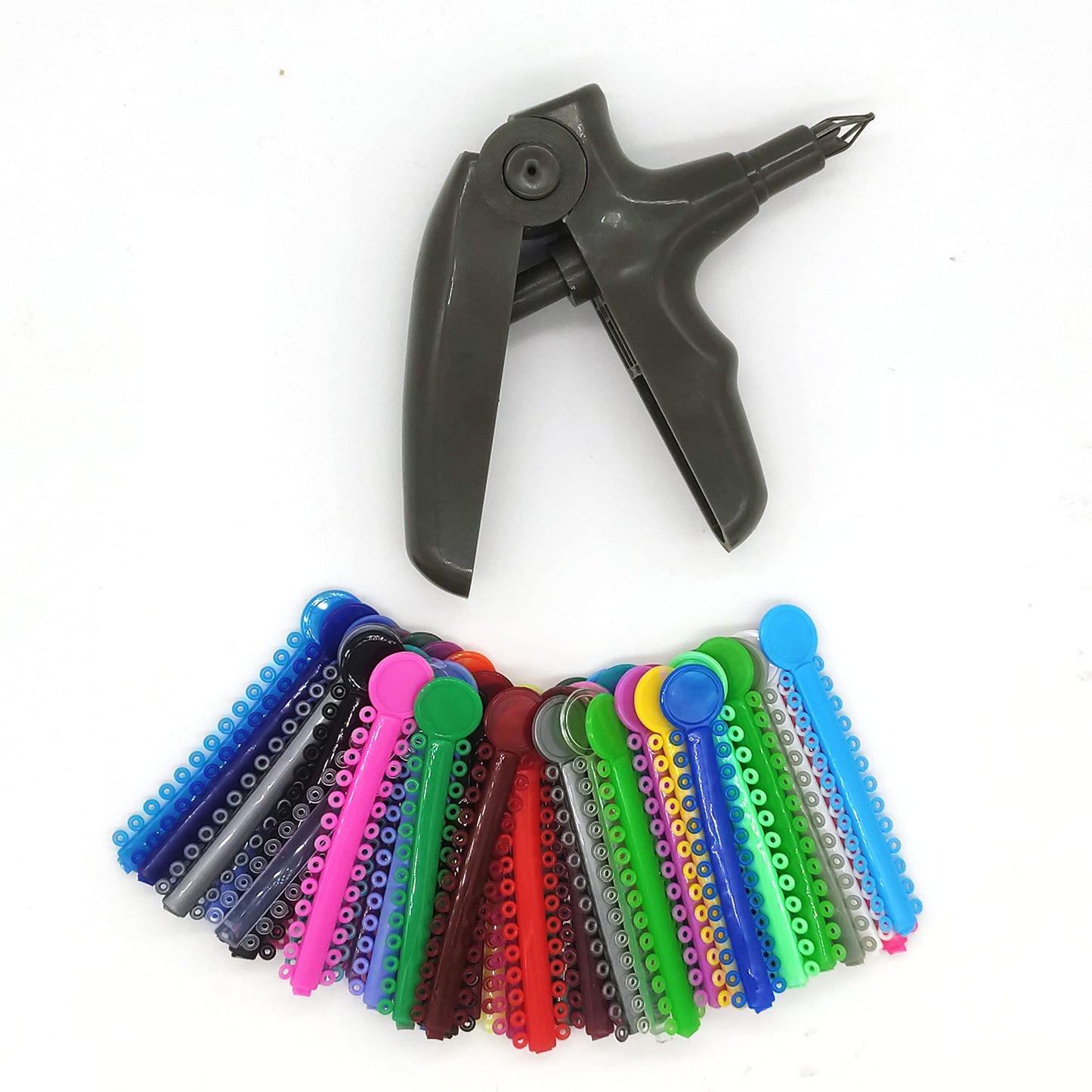 Easyinsmile 1040PCS Dental Orthodontic Ligature Ties and Orthodontic Ligature Gun Tools Elastic Ligature Ring Brace Rubber Bands (Multicolor & Tool)