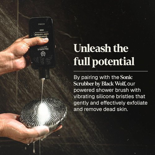 Black Wolf Deodorizing Body Wash for Men - Long-Lasting Hydrating Shower Gel - Clean Agave Scent, 16 Fl Oz