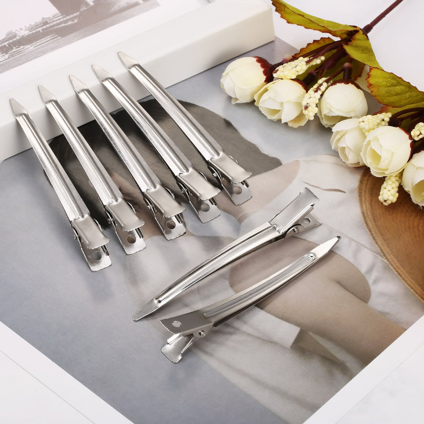 Hicarer 3.5 inches Metal Curl Clips Duck Bill Sectioning Clips Alligator Hair Clips (24 Pieces)