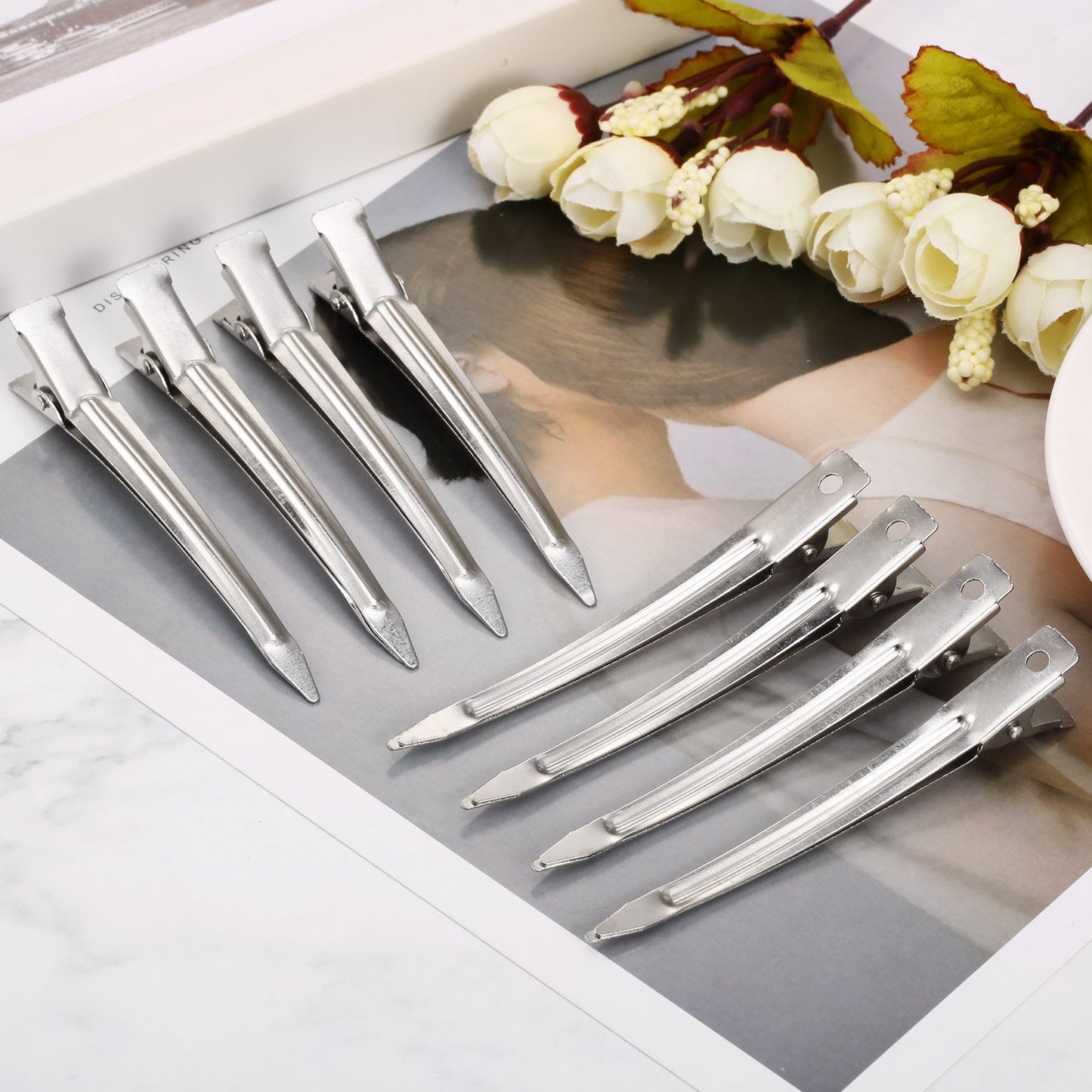 Hicarer 3.5 inches Metal Curl Clips Duck Bill Sectioning Clips Alligator Hair Clips (24 Pieces)