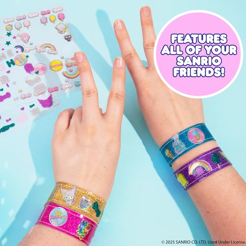 Hello Kitty® and Friends Sparkle Bracelets, Customize 4 Reversible Glitter Bracelets for Kids with Puffy Stickers, Kawaii Jewelry Craft, Cute Girls' Jewelry Kit, DIY Accessories Gift Ages 3+