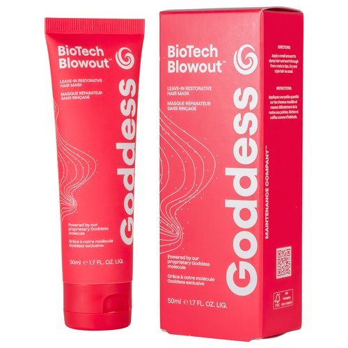 Biotech Blowout Leave-In Restorative Hair Mask 1.7 Fl Oz, Style & Heat Protectant (up to 450°F), 8-Hour Style, Frizz Control, for Damage Heat, Bleach, Colour & Chemical Stress, by Goddess Maintenance