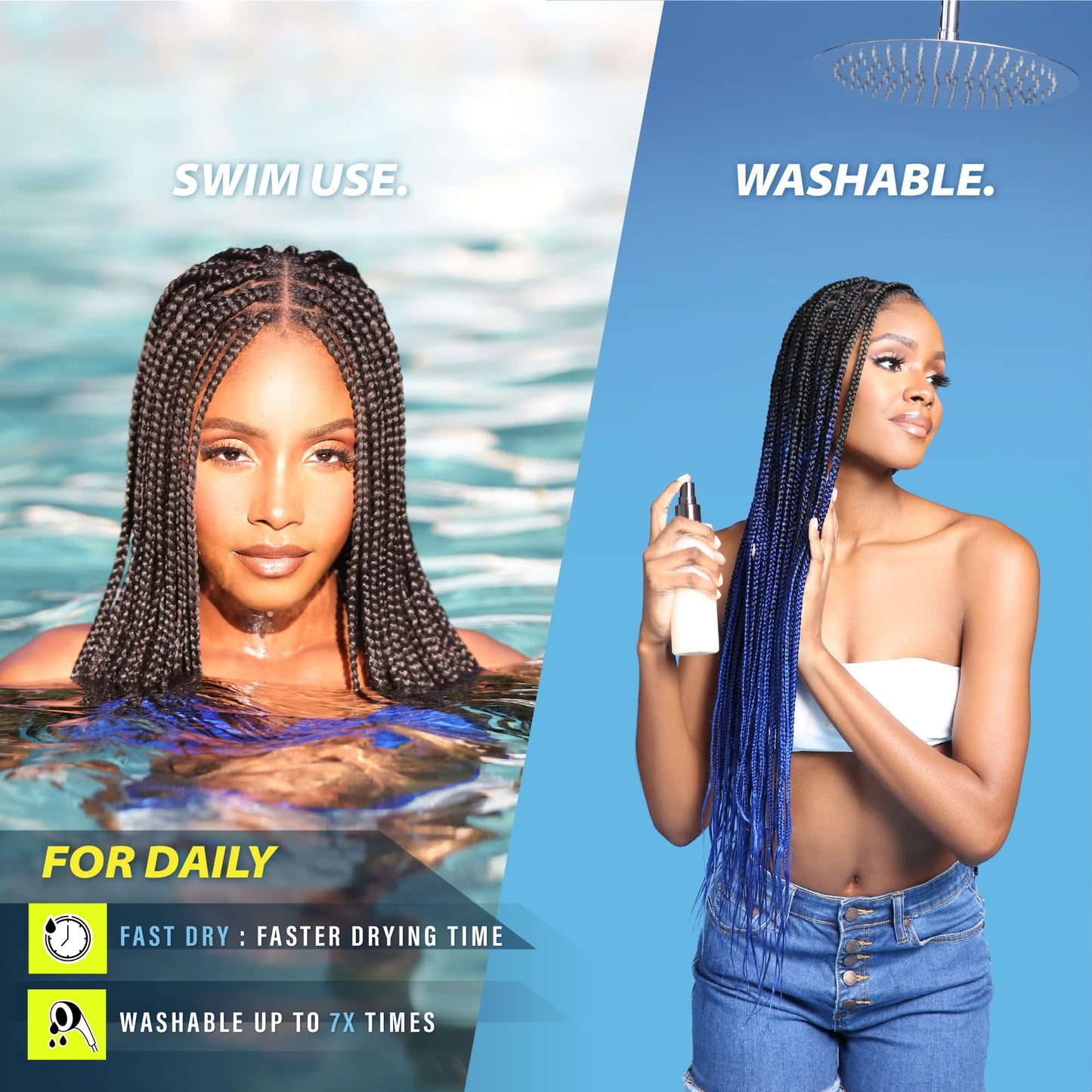 Sensationnel Ruwa prestretched braiding hair - 3x ruwa 48 inch 24 folded water repellent fast dry sports braid - 3x Ruwa 24 inch (1 pack, nlime)