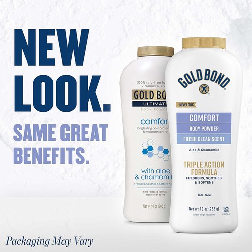 Gold Bond Comfort Body Powder - Talc-Free Formula with Aloe & Chamomile | 10 oz, Fresh Clean Scent