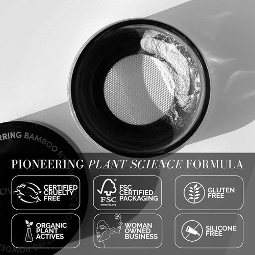 Fitglow Beauty Bamboo Hyaluronic Loose Setting Powder - Translucent Vegan & Organic | Weightless Finish | Pore Blurring | 0.32 oz / 9g
