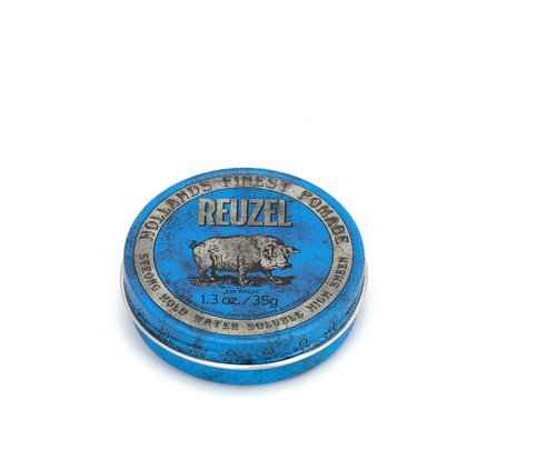 REUZEL Blue Pomade, Strong All Day Hold, Water Soluble Styling, High Shine and Flake Free, Easy To Wash Out, For All Hair Types