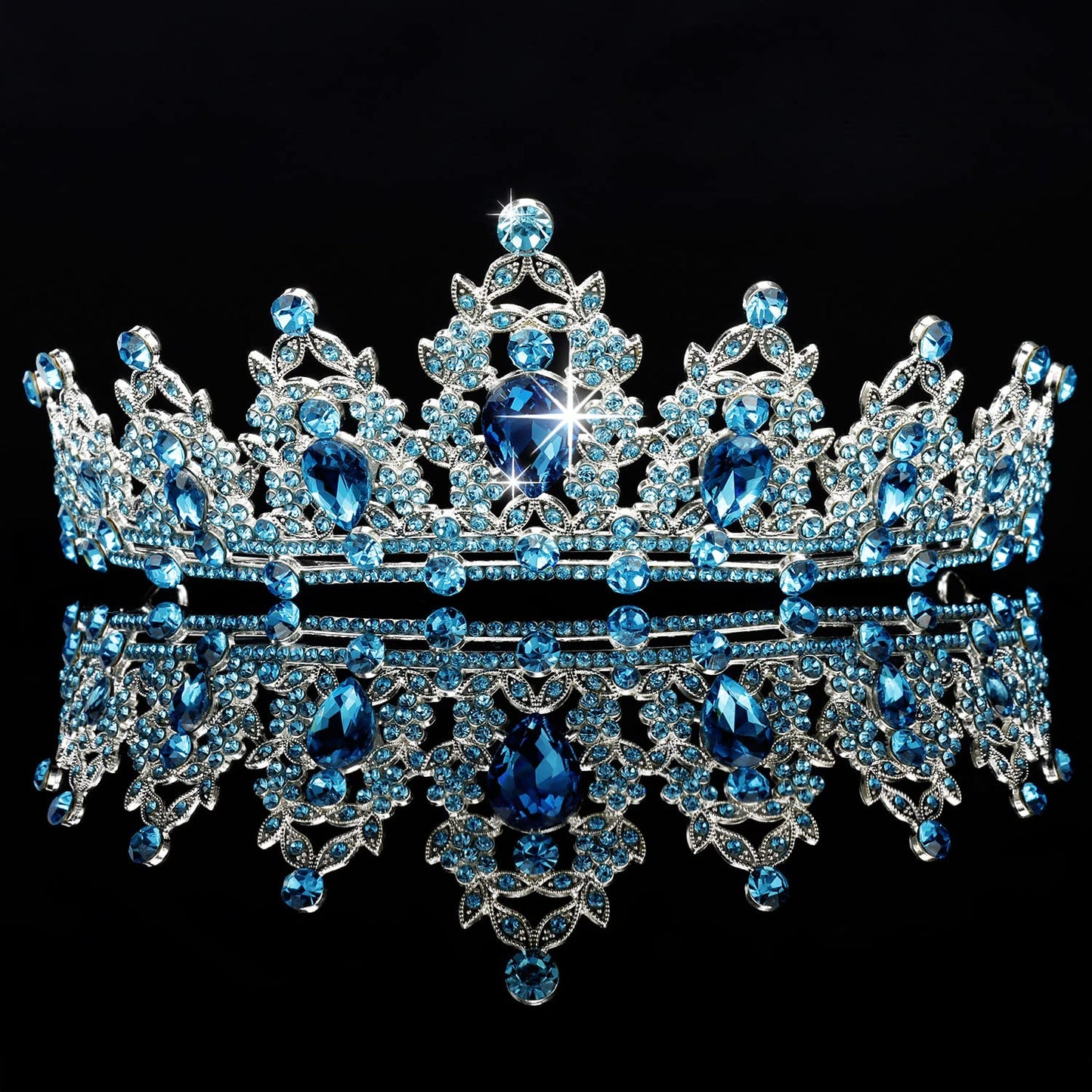 Tiaras for Women, Didder Blue Crystal Tiara Crowns for Women, Silver Crown Tiaras for Girls Princess Crown Wedding Tiaras and Crowns for Women Brides Birthday Party Christmas Prom