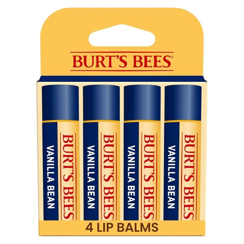 Burt's Bees Natural Moisturizing Lip Balm - Vanilla Bean Flavor | Pack of 4 Tubes
