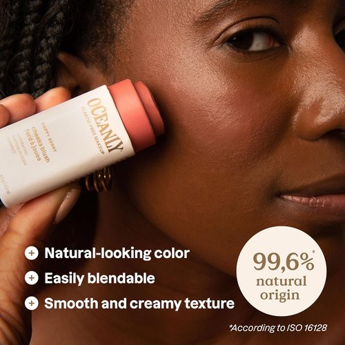 ATTITUDE Oceanly Blush Stick - Plastic-Free, EWG Verified, Vegan & Cruelty-Free | Happy Berry, 0.3 Ounces