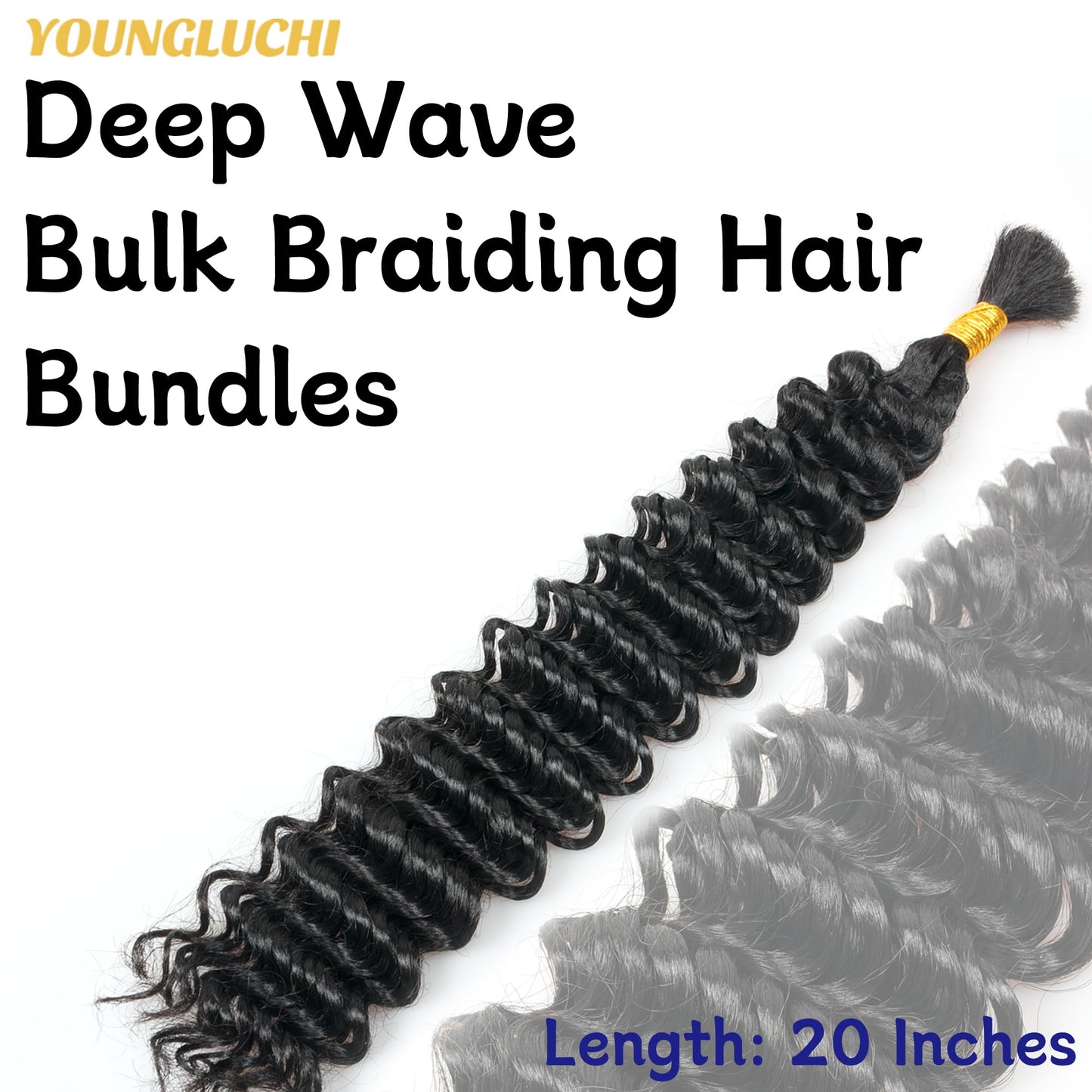 Deep Wave Bulk Braiding Hair Extensions-20 Inches 8 Pakcs Natural Black Synthetic Curly Hair Bundle for Braiding,No Weft Braids for Human（20"-8 Packs,1B）