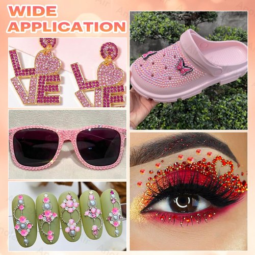 15000Pcs Pink Rhinestones for Bedazzling Kit, Mix Sizes Jelly Bedazzling Resin Gems, Pink Gems Bedazzling for Crafting, Flatback Resin Jelly Rhinestones for Craft DIY Face Makeup Crafts Tumblers