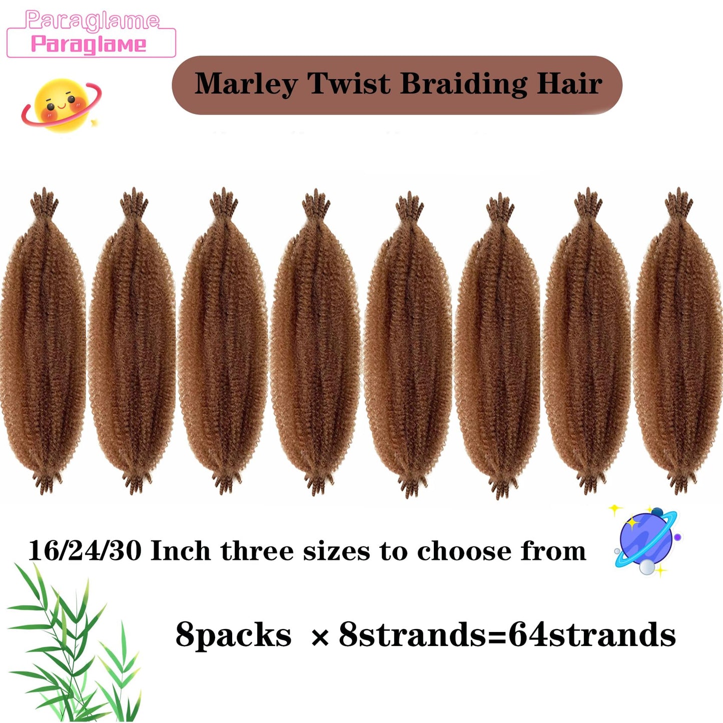 Marley Twist Braiding Hair Pre-Separated Springy Afro Twist 24 Inch 30# Color Spring Twist Hair Kinky Twist for Faux Locs Crochet Braiding Afro Twist Hair Extensions for Black Women(24Inch, 8Packs)