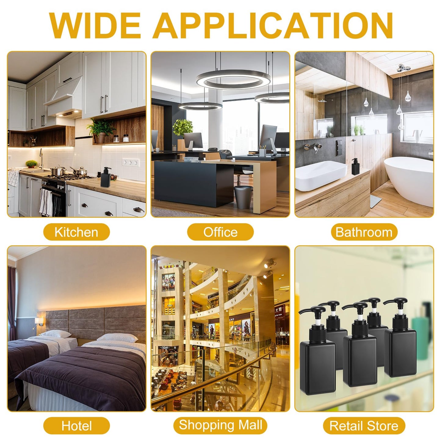 Domensi 24 Pcs 100ml /3.4 oz Pump Bottle Mini Travel Bottles Small Dispenser Containers Plastic Pump Lotion Dispenser Empty Square Travel Size Containers Toiletries (Whole Black)