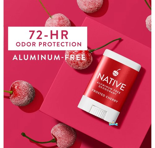 Native Holiday Limited Edition Mini Deodorant - Aluminum-Free Frosted Cherry - Travel Size 0.35oz (Pack of 2)