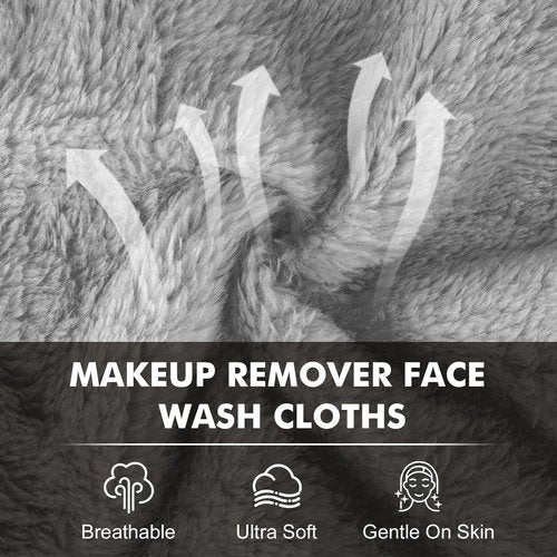 Reusable Makeup Remover Cloths 24 Pack, 6.5"x6.5" Super Soft Microfiber Face Towels for All Skin Types, Portable Cleansing Cloths Remove Makeup with Just Water