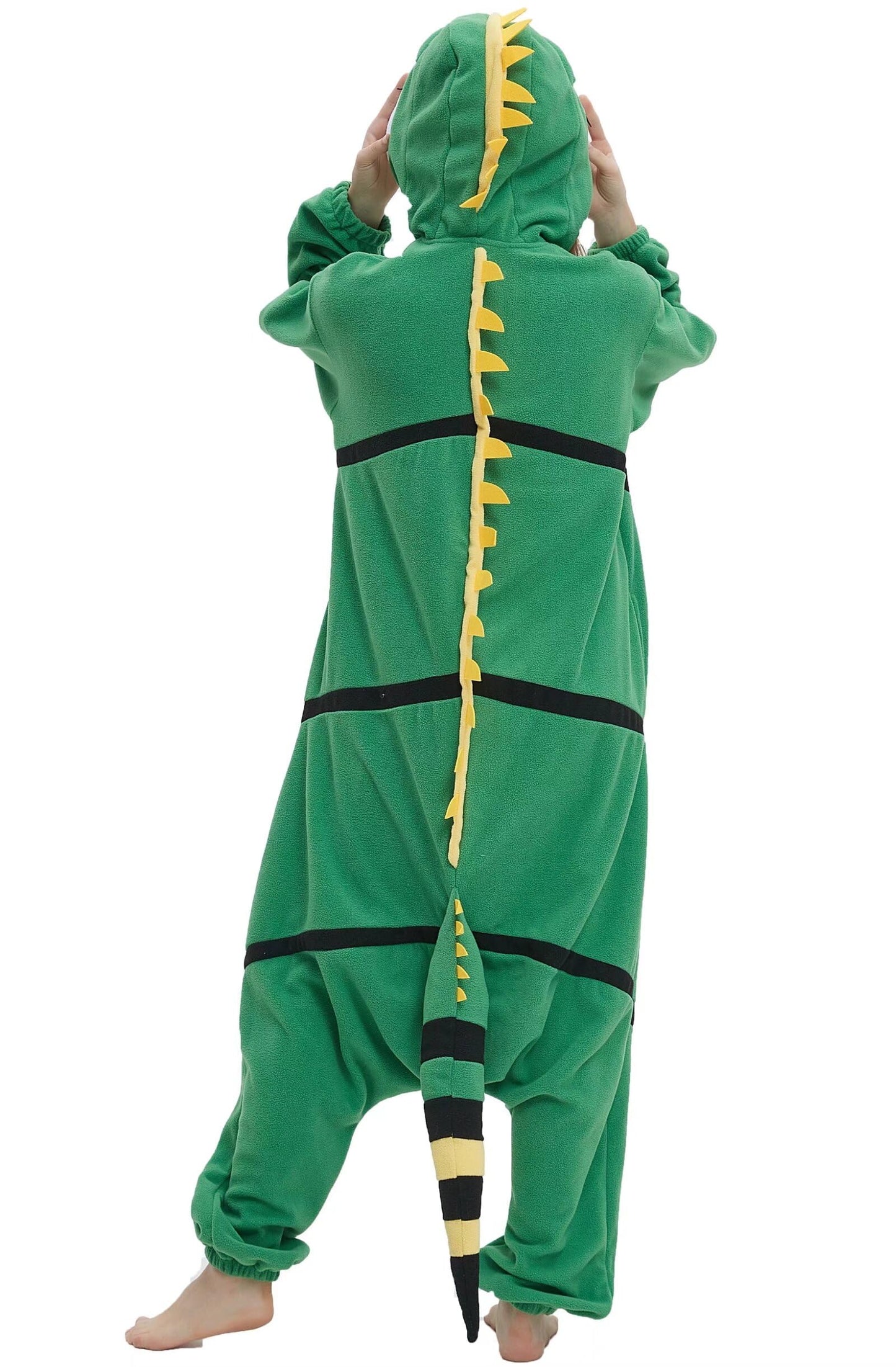 DarkCom Unisex Adult Cosplay Green Lizard Onesie Halloween Costume Christmas Pajamas for Women Men Medium