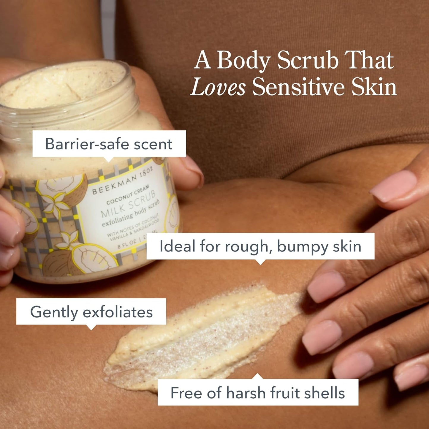 Beekman 1802 Coconut Cream Exfoliating Milk Body Scrub - Smooth Skin & Even Tone - 8 fl oz - Goat Milk & Jojoba Beads