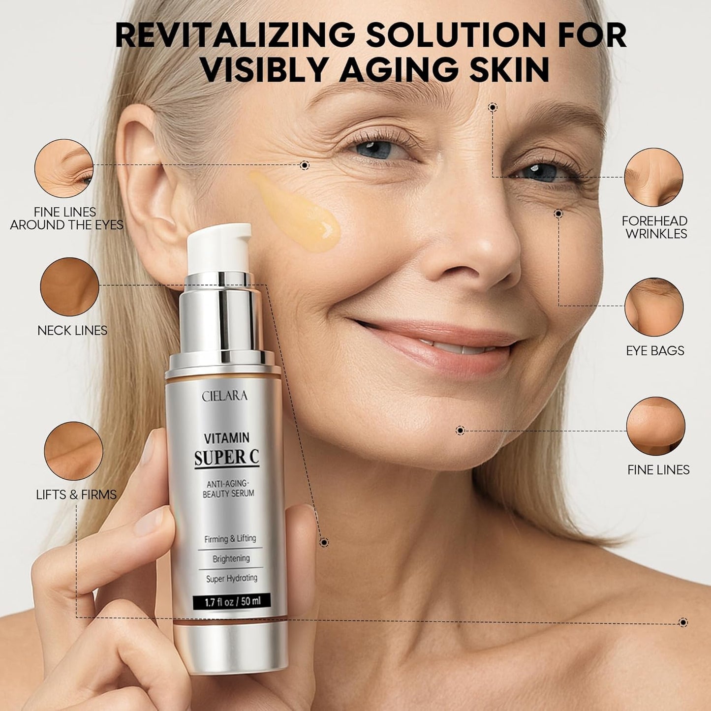 Skiennix Vitamin C Serum - Anti-Aging 20% Super C Formula with Hyaluronic Acid & Peptides | 1.7 Fl Oz