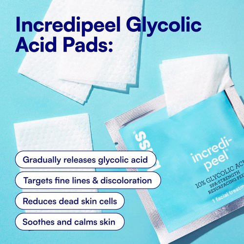 Bliss Incredi-Peel Glycolic Facial Pads - 15 Ct Exfoliating & Brightening - Targets Fine Lines & Discoloration - Vegan & Cruelty-Free