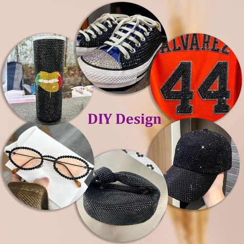 6000Pcs 3mm Resin Jelly Black Rhinestones with 1Pcs 10ml B7000 Jewelry Glue for Crafting, Flatback Gems, Bedazzling Crystal Bulk for DIY Crafts Clothing Tumblers Shoes Nail Art Fabric