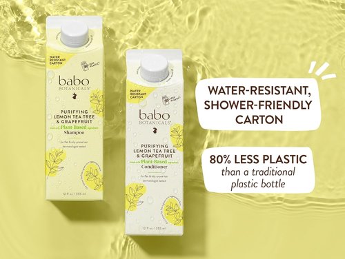 Babo Botanicals Purifying Shampoo & Conditioner Bundle - Lemon Tea Tree & Grapefruit for Flat, Oily Hair - Adds Body & Shine