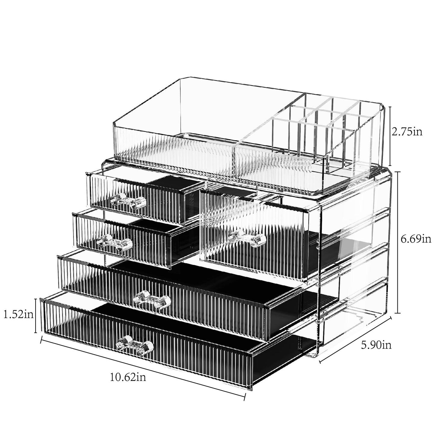 ZHIAI Stackable Storage Drawers, Acrylic Bathroom Counter Organizer Clear Makeup Organizers for Vanity, Kitchen Cabinets, Bathroom, Undersink, Home Organization and Storage (2Top 3 Drawers,)