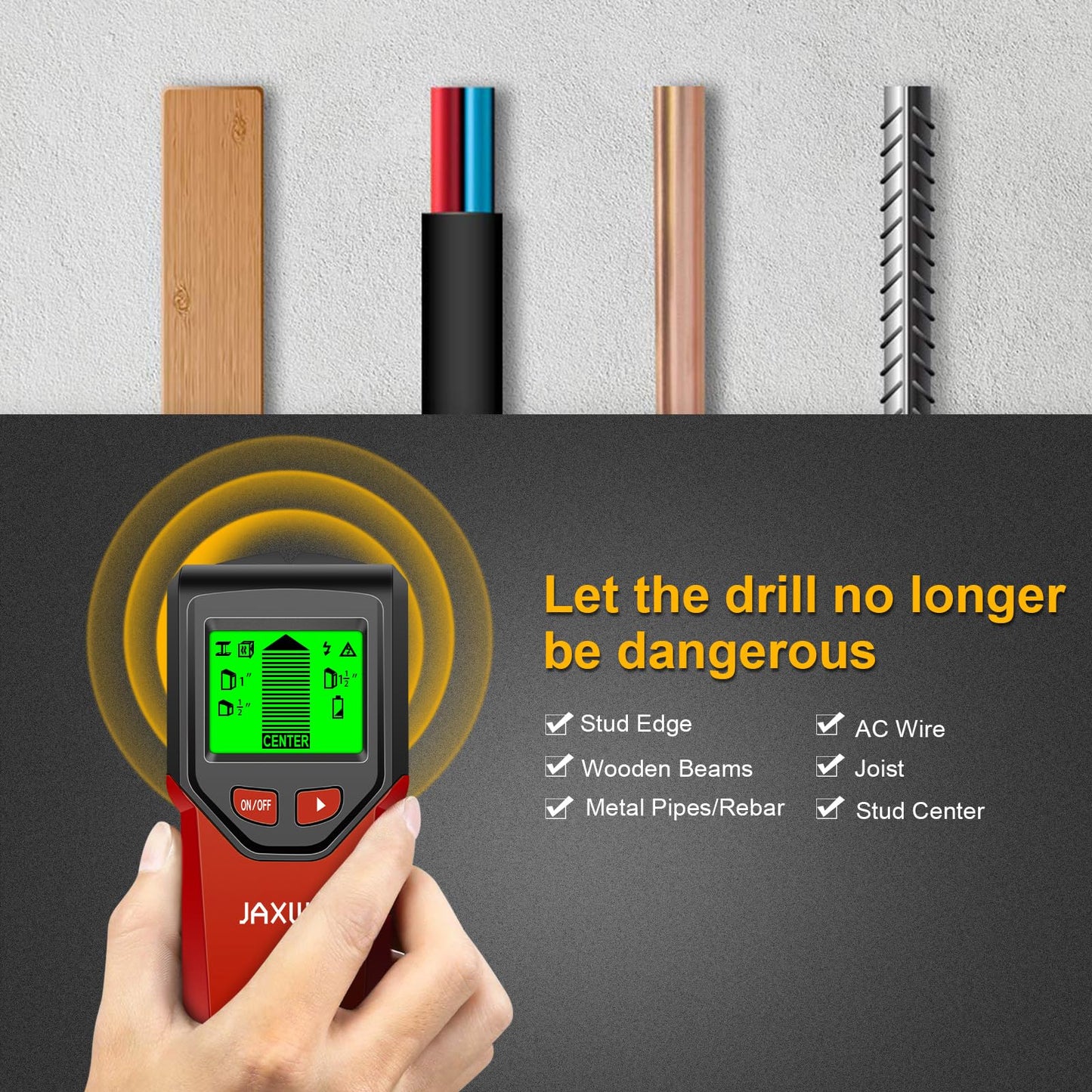 Stud Finder Wall Scanner - 5 in 1 Stud Finder Tool w/Smart Chip and HD LCD Display, Stud Detector Beam Finders for the Center and Edge of Wood AC Wire Metal Studs Joist Pipe (‎Dark Aqua)